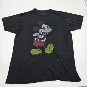 Disney‎ Mickey Mouse Graphic T Shirt Black Vintage Retro Size L